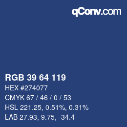 颜色代码: RGB 39 64 119 | qconv.com