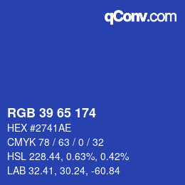 カラーコード: RGB 39 65 174 | qconv.com