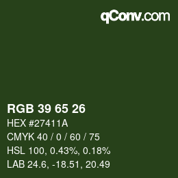 カラーコード: RGB 39 65 26 | qconv.com