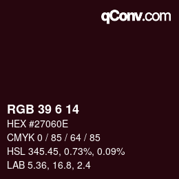 Color code: RGB 39 6 14 | qconv.com