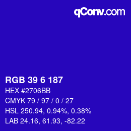 Color code: RGB 39 6 187 | qconv.com