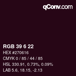 Color code: RGB 39 6 22 | qconv.com