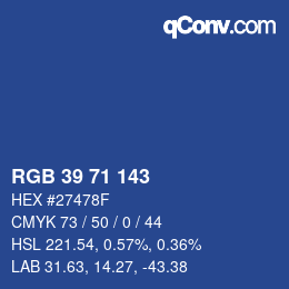 Color code: RGB 39 71 143 | qconv.com