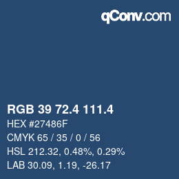 カラーコード: RGB 39 72.4 111.4 | qconv.com