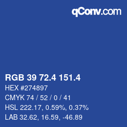 カラーコード: RGB 39 72.4 151.4 | qconv.com
