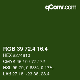 カラーコード: RGB 39 72.4 16.4 | qconv.com