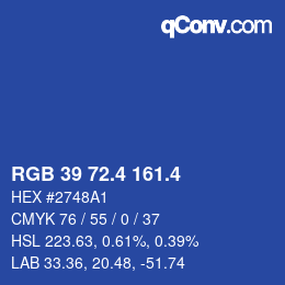 カラーコード: RGB 39 72.4 161.4 | qconv.com