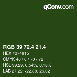 カラーコード: RGB 39 72.4 21.4 | qconv.com
