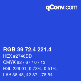 カラーコード: RGB 39 72.4 221.4 | qconv.com