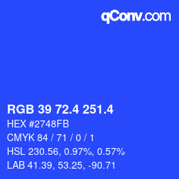 カラーコード: RGB 39 72.4 251.4 | qconv.com
