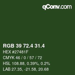 カラーコード: RGB 39 72.4 31.4 | qconv.com