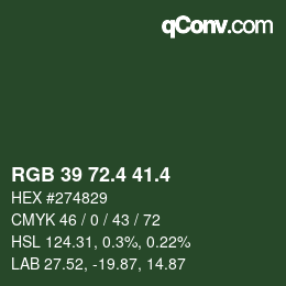 カラーコード: RGB 39 72.4 41.4 | qconv.com