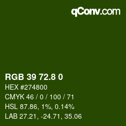 カラーコード: RGB 39 72.8 0 | qconv.com
