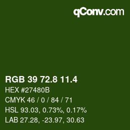カラーコード: RGB 39 72.8 11.4 | qconv.com