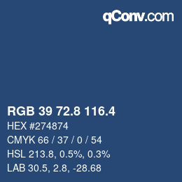 カラーコード: RGB 39 72.8 116.4 | qconv.com