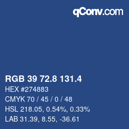 カラーコード: RGB 39 72.8 131.4 | qconv.com