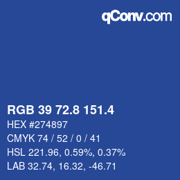 カラーコード: RGB 39 72.8 151.4 | qconv.com