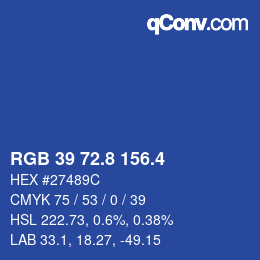 カラーコード: RGB 39 72.8 156.4 | qconv.com
