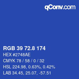 Color code: RGB 39 72.8 174 | qconv.com