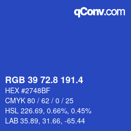カラーコード: RGB 39 72.8 191.4 | qconv.com
