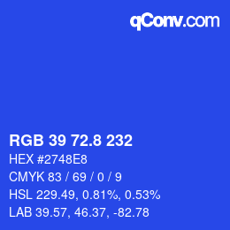 カラーコード: RGB 39 72.8 232 | qconv.com