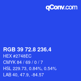 カラーコード: RGB 39 72.8 236.4 | qconv.com