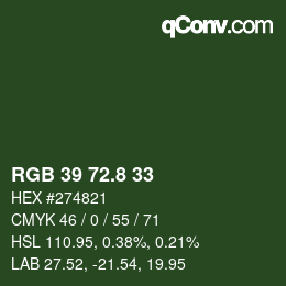 Color code: RGB 39 72.8 33 | qconv.com