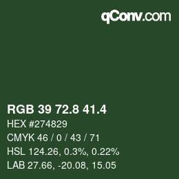 カラーコード: RGB 39 72.8 41.4 | qconv.com