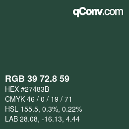 カラーコード: RGB 39 72.8 59 | qconv.com