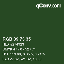 颜色代码: RGB 39 73 35 | qconv.com