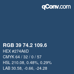 カラーコード: RGB 39 74.2 109.6 | qconv.com