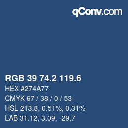 カラーコード: RGB 39 74.2 119.6 | qconv.com