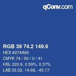 カラーコード: RGB 39 74.2 149.6 | qconv.com