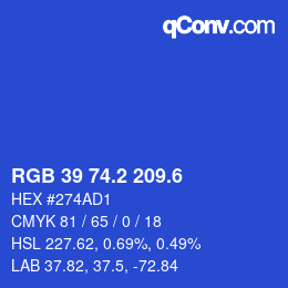 カラーコード: RGB 39 74.2 209.6 | qconv.com