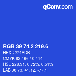 カラーコード: RGB 39 74.2 219.6 | qconv.com