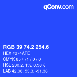 カラーコード: RGB 39 74.2 254.6 | qconv.com