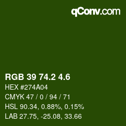 カラーコード: RGB 39 74.2 4.6 | qconv.com