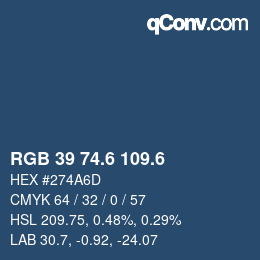 カラーコード: RGB 39 74.6 109.6 | qconv.com