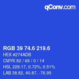 カラーコード: RGB 39 74.6 219.6 | qconv.com