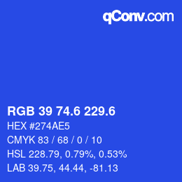 カラーコード: RGB 39 74.6 229.6 | qconv.com