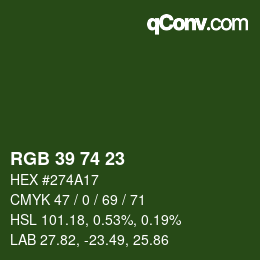 Código de color: RGB 39 74 23 | qconv.com