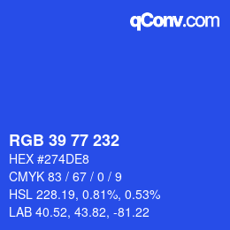 Color code: RGB 39 77 232 | qconv.com