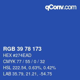 カラーコード: RGB 39 78 173 | qconv.com