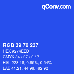 Color code: RGB 39 78 237 | qconv.com