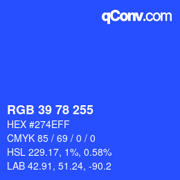 Color code: RGB 39 78 255 | qconv.com