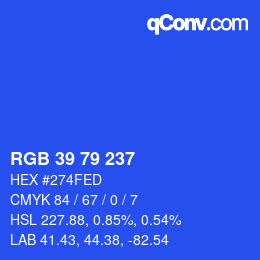 Color code: RGB 39 79 237 | qconv.com