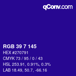 カラーコード: RGB 39 7 145 | qconv.com