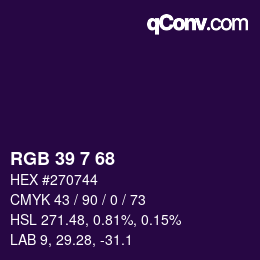 カラーコード: RGB 39 7 68 | qconv.com