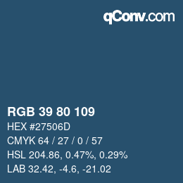 Color code: RGB 39 80 109 | qconv.com