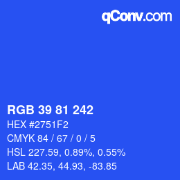 Color code: RGB 39 81 242 | qconv.com